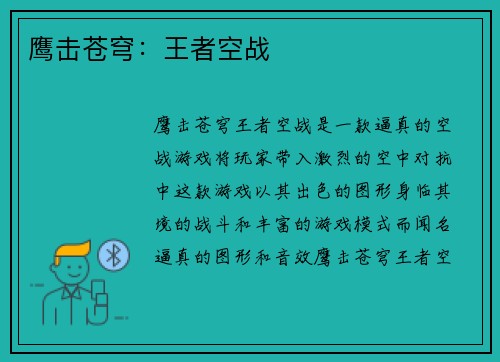 鹰击苍穹：王者空战